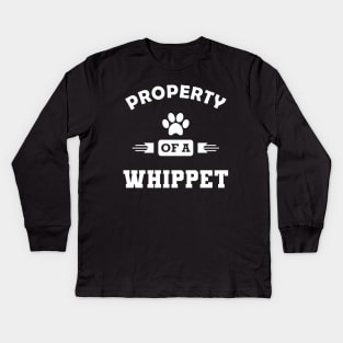 Whippet Dog - Property of a whippet Kids Long Sleeve T-Shirt
